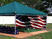 American Flag Backdrop Setup